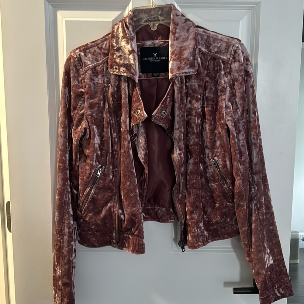 American Eagle Crushed Velvet Moto Jacket